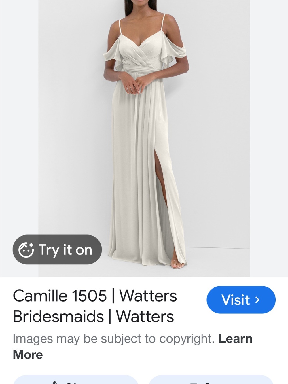 Watters Off-Shoulder V-Neck Dress in French Van color cream